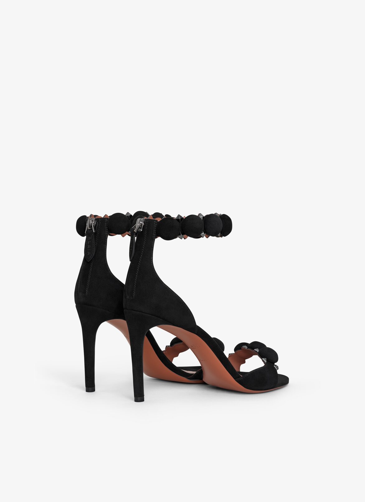 Bombe sandals in suede goatskin ALAÏA BLACK BOMBE SANDALS IN SUEDE GOATSKIN